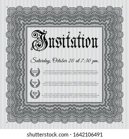 Grey Retro vintage invitation. Perfect design. With complex linear background. Vector illustration. 
