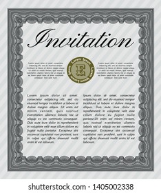 Grey Retro vintage invitation. Printer friendly. Customizable, Easy to edit and change colors. Artistry design. 