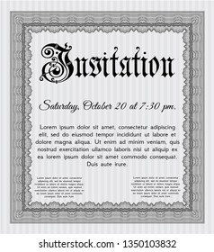Grey Retro vintage invitation. With quality background. Lovely design. Vector illustration. 