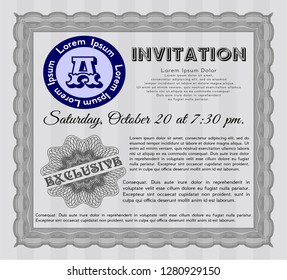 Grey Retro vintage invitation. Superior design. Easy to print. Vector illustration. 