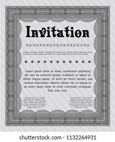 Grey Retro vintage invitation. Vector illustration. With guilloche pattern and background. Money style design. 
