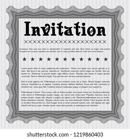 Grey Retro vintage invitation. Vector illustration. Complex background. Good design. 