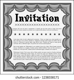 Grey Retro vintage invitation. Vector illustration. With guilloche pattern. Good design. 