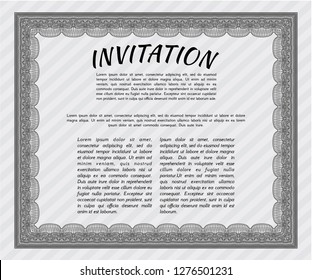 Grey Retro vintage invitation. Vector illustration. With guilloche pattern and background. Artistry design. 