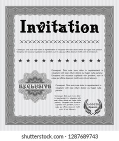 Grey Retro vintage invitation. Vector illustration. With guilloche pattern and background. Perfect design. 