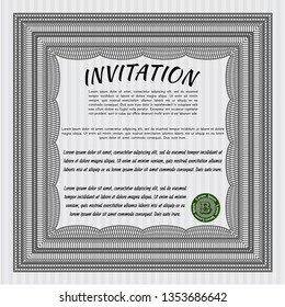 Grey Retro vintage invitation. Vector illustration. With great quality guilloche pattern. Superior design. 