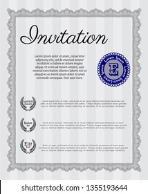 Grey Retro vintage invitation. Vector illustration. Printer friendly. Beauty design. 
