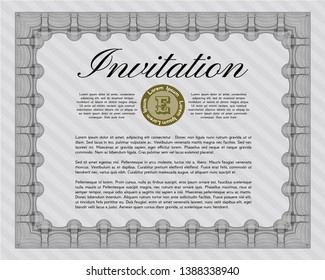 Grey Retro vintage invitation. Vector illustration. With guilloche pattern and background. Modern design. 