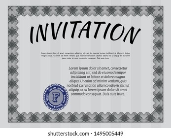 Grey Retro vintage invitation. Vector illustration. Complex background. Lovely design. 