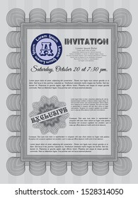 Grey Retro vintage invitation. Vector illustration. With complex background. Money Pattern design. 