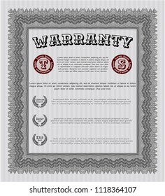Grey Retro vintage Warranty Certificate. Complex background. Money design. Customizable, Easy to edit and change colors. 