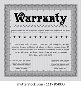 Grey Retro vintage Warranty Certificate. With guilloche pattern and background. Vector illustration. Good design. 