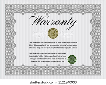 Grey Retro vintage Warranty Certificate. Good design. With background. Detailed. 