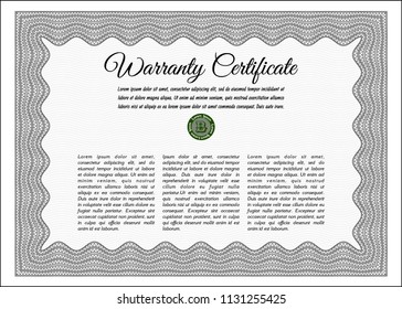Grey Retro vintage Warranty Certificate. Money style design. Complex background. Vector illustration. 