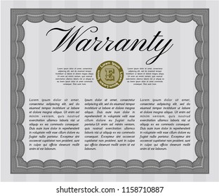 Grey Retro vintage Warranty Certificate. With complex background. Modern design. Customizable, Easy to edit and change colors. 