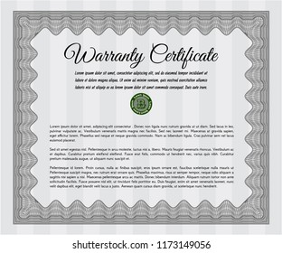 Grey Retro vintage Warranty Certificate. With quality background. Artistry design. Detailed. 