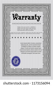 Grey Retro vintage Warranty Certificate. With quality background. Vector illustration. Modern design. 