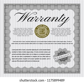 Grey Retro vintage Warranty Certificate. Detailed. With guilloche pattern. Elegant design. 