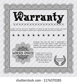 Grey Retro vintage Warranty Certificate. Easy to print. Vector illustration. Sophisticated design. 