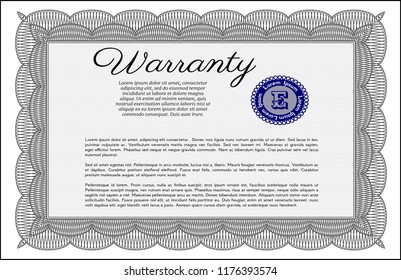 Grey Retro vintage Warranty Certificate. With guilloche pattern. Money Pattern. Detailed. 