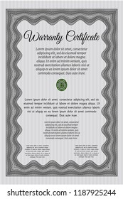 Grey Retro vintage Warranty Certificate. Money Pattern design. With linear background. Detailed. 
