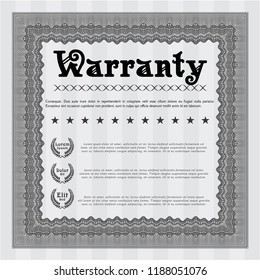 Grey Retro vintage Warranty Certificate. With linear background. Vector illustration. Superior design. 