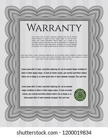 Grey Retro vintage Warranty Certificate. Modern design. Vector illustration. With complex background. 