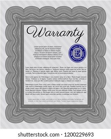 Grey Retro vintage Warranty Certificate. Perfect design. Detailed. With guilloche pattern and background. 