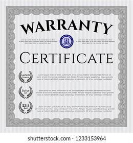 Grey Retro vintage Warranty Certificate. Lovely design. Customizable, Easy to edit and change colors. With linear background. 