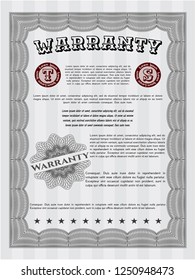 Grey Retro vintage Warranty Certificate. With quality background. Superior design. Detailed. 