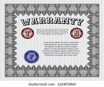 Grey Retro vintage Warranty Certificate. Detailed. Printer friendly. Beauty design. 