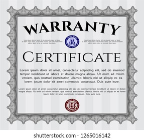 Grey Retro vintage Warranty Certificate. With complex linear background. Detailed. Money Pattern. 