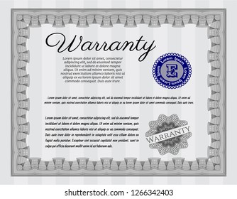 Grey Retro vintage Warranty Certificate. Good design. Printer friendly. Detailed. 