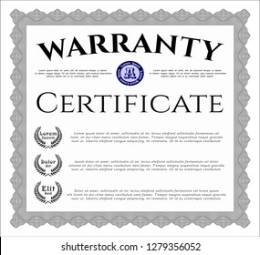 Grey Retro vintage Warranty Certificate. Modern design. Printer friendly. Customizable, Easy to edit and change colors. 