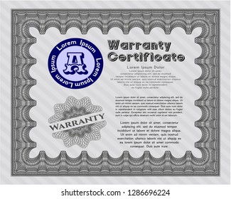 Grey Retro vintage Warranty Certificate. Vector illustration. With quality background. Excellent design. 