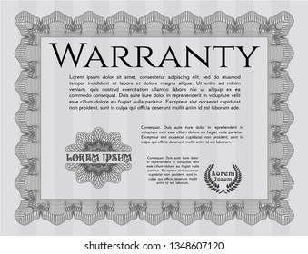 Grey Retro vintage Warranty Certificate. Printer friendly. Excellent design. Detailed. 