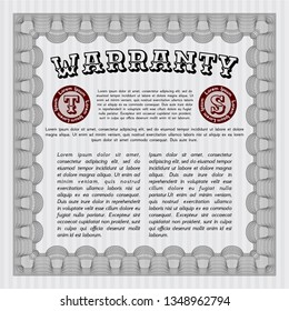 Grey Retro vintage Warranty Certificate. Money design. Easy to print. Customizable, Easy to edit and change colors. 