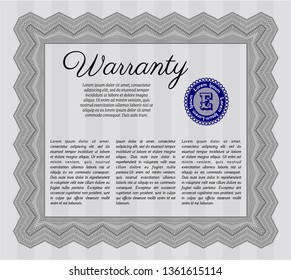 Grey Retro vintage Warranty Certificate. Cordial design. Vector illustration. With guilloche pattern and background. 