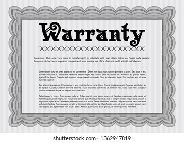 Grey Retro vintage Warranty Certificate. With great quality guilloche pattern. Vector illustration. Excellent design. 