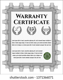 Grey Retro vintage Warranty Certificate. With complex linear background. Customizable, Easy to edit and change colors. Money Pattern. 