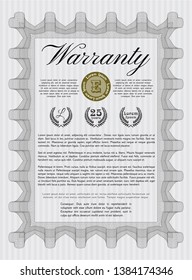 Grey Retro vintage Warranty Certificate. Printer friendly. Beauty design. Vector illustration. 