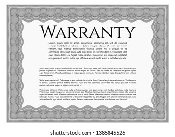 Grey Retro vintage Warranty Certificate. Money design. Vector illustration. With great quality guilloche pattern. 