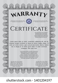 Grey Retro vintage Warranty Certificate. Vector illustration. With linear background. Sophisticated design. 