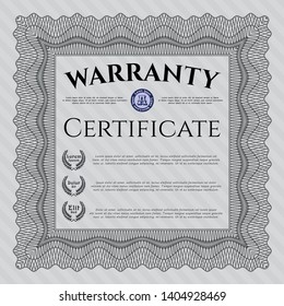 Grey Retro vintage Warranty Certificate. Complex background. Cordial design. Customizable, Easy to edit and change colors. 