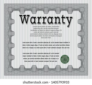 Grey Retro vintage Warranty Certificate. Lovely design. Detailed. With guilloche pattern. 