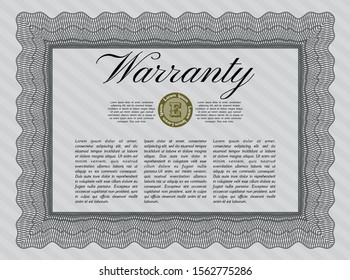 Grey Retro vintage Warranty Certificate. Vector illustration. With linear background. Money Pattern. 