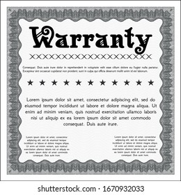 Grey Retro vintage Warranty Certificate. With complex linear background. Customizable, Easy to edit and change colors. Nice design. 