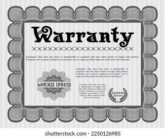 Grey Retro vintage Warranty Certificate template. Money Pattern design.  With complex background.   