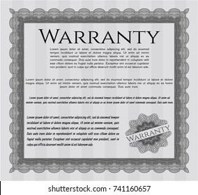 Grey Retro vintage Warranty Certificate. With background. Money style design. Detailed. 