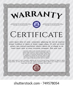 Grey Retro vintage Warranty Certificate. Vector illustration. With guilloche pattern. Artistry design. 